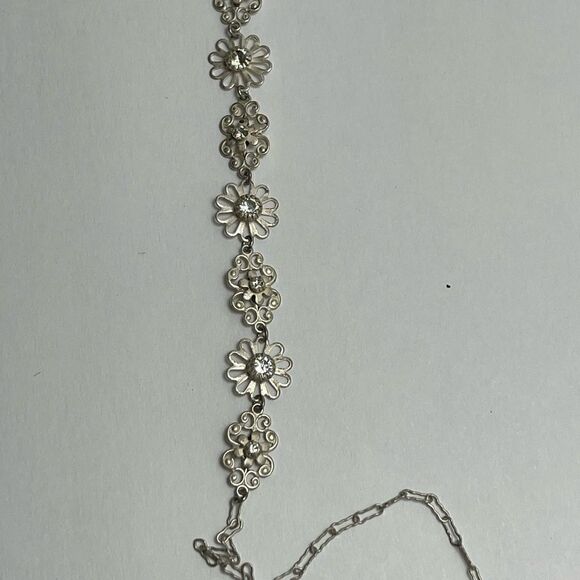 LIZ PALACIOS necklace mini flowers rhinestone - Picture 10 of 11